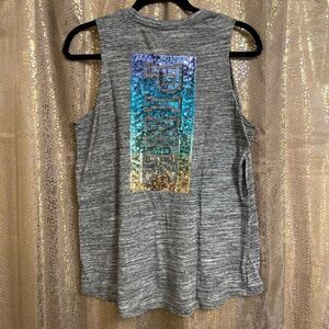 PINK Victorias Secret Gray Sequin Bling Colorful Ombre Tank Top, Small